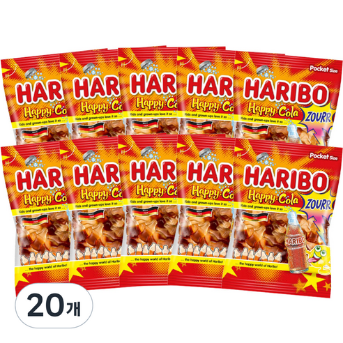 하리보 해피콜라 사우어 200g 츄잉젤리, 100g, 20개