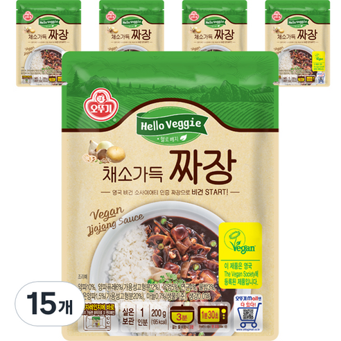오뚜기 헬로 베지 채소 가득 짜장, 15개, 200g