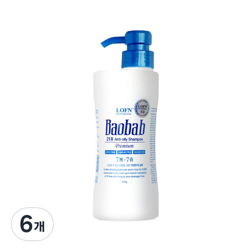 로픈 바오밥 안티오일리 프리미엄 샴푸 지성용, 500ml, 6개