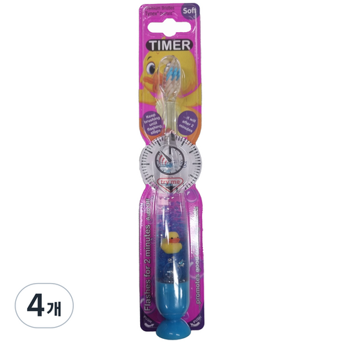 비브라이트 캐릭터 LED 타이머 동물친구 어린이 칫솔, 오리(블루), 1개입, 4개