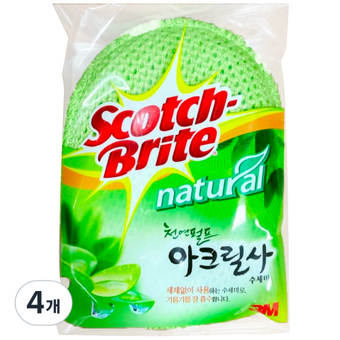 스카치브라이트 천연펄프 아크릴사 수세미, 2개입, 4개