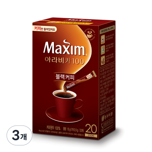 맥심 아라비카100 블랙커피, 0.9g, 20개입, 3개, 900mg