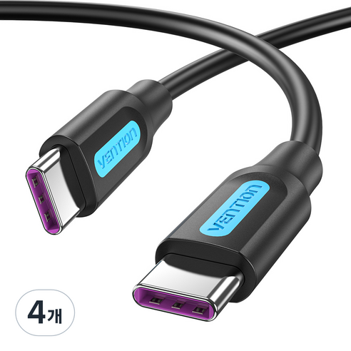 벤션 100W 투톤 C to C타입 고속충전 케이블, 혼합색상, 4개, 1.5m