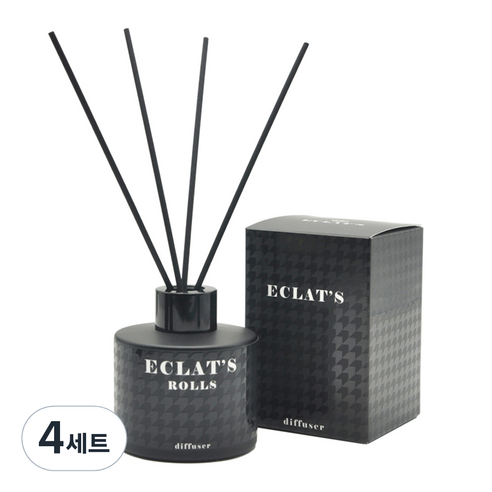 에클라스 디퓨저 100ml + 리드스틱 4p 본품, 4세트, 아쿠아 블랙 + 리드스틱4p