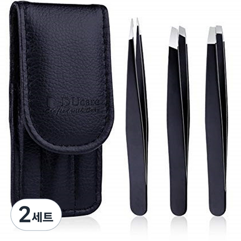 두케어 족집게 전문가용 3종 세트, 블랙, 2세트