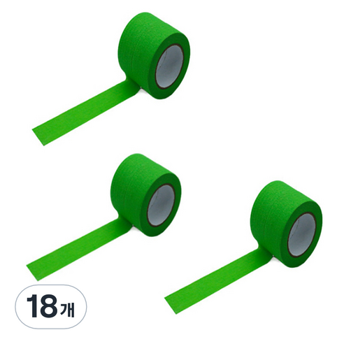 만들하비 컬러 종이 마스킹 테이프 1cm x 13m, 그린, 18개