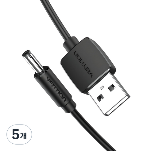 벤션 USB A-DC 3.5mm 충전케이블 CEX, 1.5m, 블랙, 5개