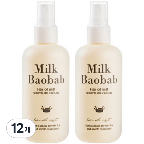 밀크바오밥 끈적임없는 단백질미스트 헤어 오일미스트, 120ml, 12개
