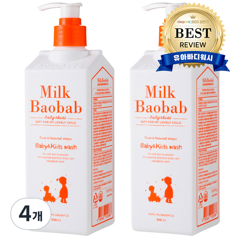 밀크바오밥 베이비 앤 키즈 바디 워시, 500ml, 4개