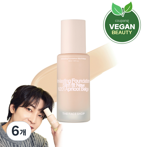 더페이스샵 잉크래스팅 파운데이션 슬림핏 뉴 35ml, N201, 6개