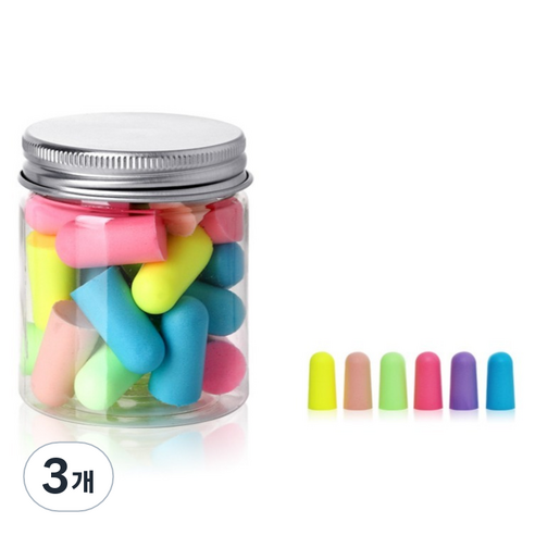 헤이조이 소음 차단 귀마개 랜덤발송, 3개, 24개입