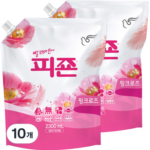피죤 레귤러 섬유유연제 핑크로즈 리필, 2300ml, 10개