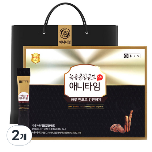 종근당 녹용홍삼 애니타임 골드, 30회분, 300ml, 2개