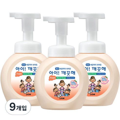 아이깨끗해 핸드워시 모이스처 복숭아, 250ml, 9개