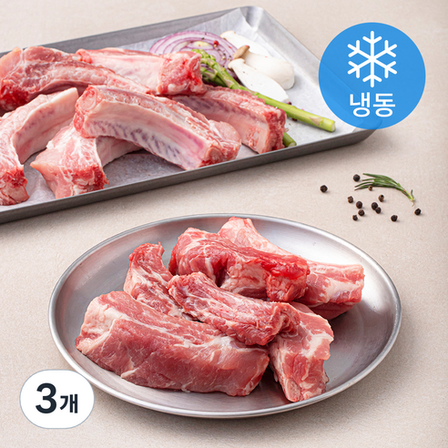 푸드장 미국산 돼지 쪽갈비 (냉동), 1kg, 3개