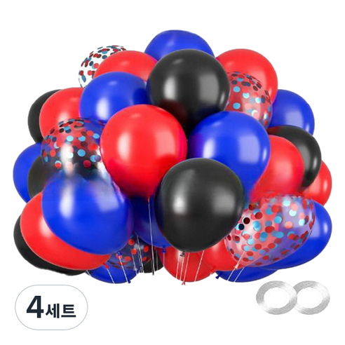 만들하비 컨페티 풍선 30p 세트, 메탈 블루레드(랜덤발송), 4세트