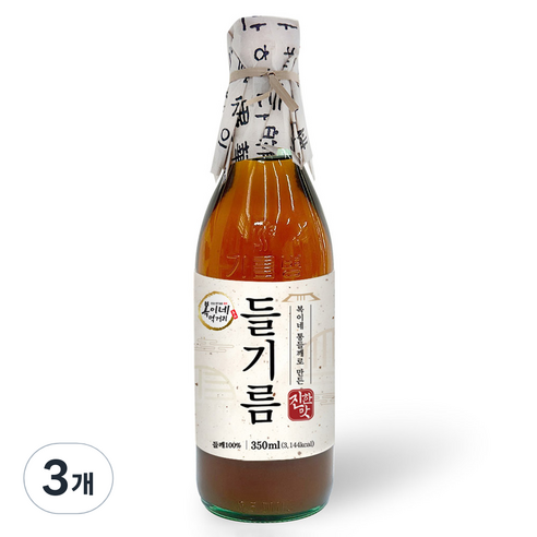복이네먹거리 통들깨로 만든 진한맛 들기름, 350ml, 3개