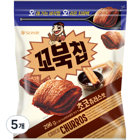 오리온 꼬북칩 초코츄러스맛, 296g, 5개