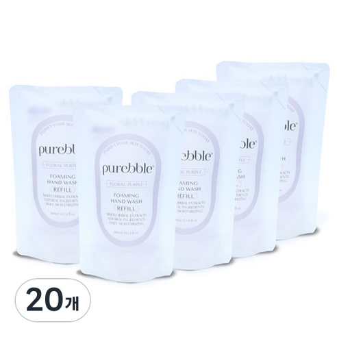 퓨어블 포밍 핸드워시 리필 퍼플 300ml, 플로랄향, 20개
