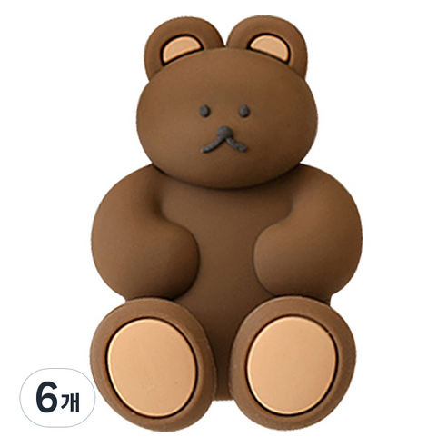 도낫도낫 실리콘 칫솔걸이, 브라우니, 6개