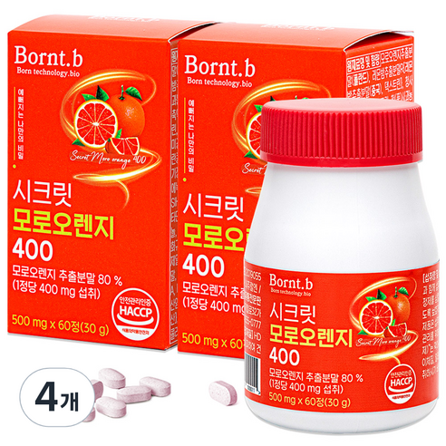 본트비 시크릿 모로오렌지 시칠리아산, 60정, 4개