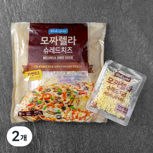 리치골드 모짜렐라 슈레드 치즈, 600g, 1개입, 2개