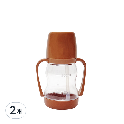 아가프라 라온 빨대컵 250ml, 2개, Caramel