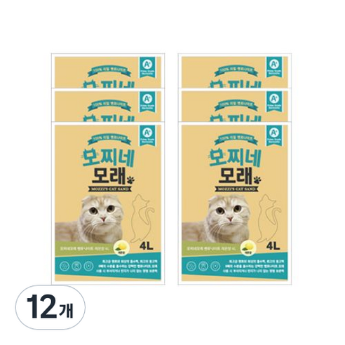 모찌네 고양이 모래, 4L, 12개, 레몬향
