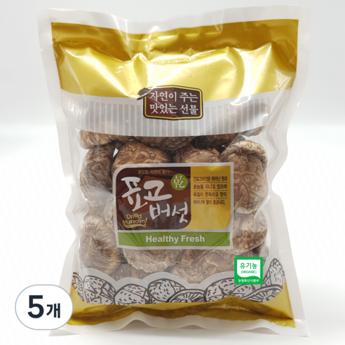 버섯꽃필때 유기농 동고 표고버섯, 100g, 5개