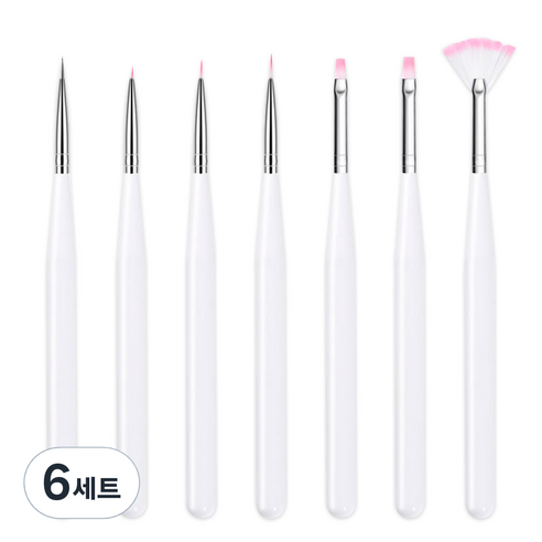 메이브라운 젤네일아트 네일브러쉬 7종 세트 MBN044, 화이트, 6세트