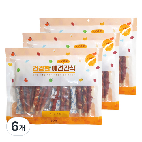 웁스 건강한 애견간식, 오리스틱, 300g, 6개