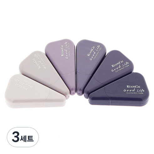 KUANGCAI 그라데이션 삼각 수정테이프 6종 세트, 라일락, 3세트