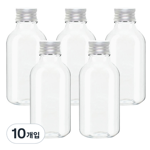 병도매닷컴 ARB200 투명 음료용기 알루미늄 실버캡, 200ml, 10개입