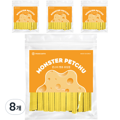 강아지용 몬스터펫츄 츄잉껌, 치즈맛, 250g, 8개