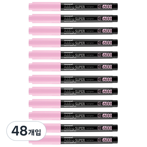 모나미 에딩슈퍼 600 파스텔 형광펜, 파스텔 핑크, 48개입