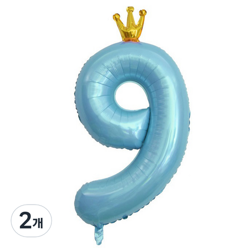 이자벨홈 생일파티 왕관 숫자 풍선 9 초대형, 블루, 2개