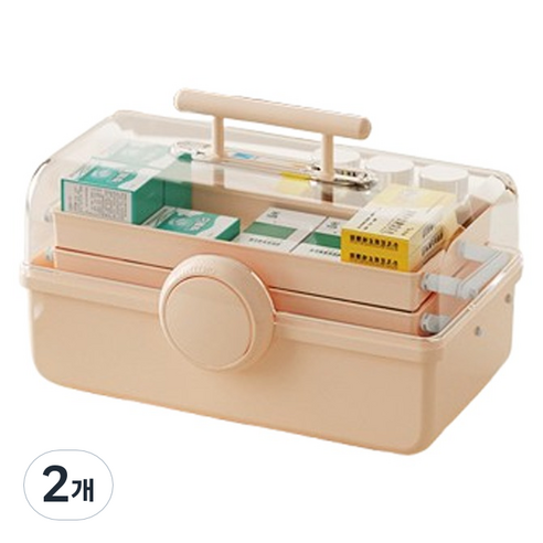레디엘로 컴팩트 구급상자 화장품 정리함 핑크, 2개