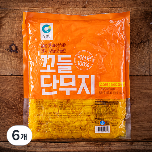 청정원 꼬들단무지, 1kg, 6개