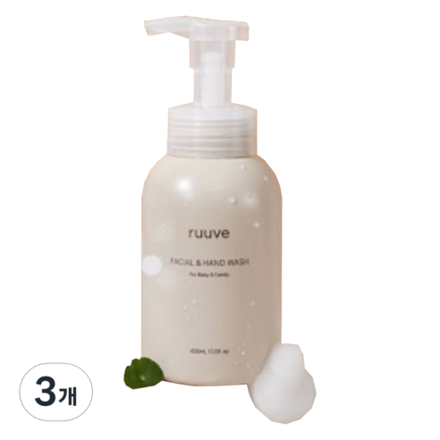 ruuve 유아용 페이셜 핸드 워시, 3개, 400ml