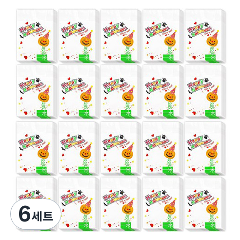스투피드 할로윈 선물포장 OPP 접착봉투 200p 세트 10 x 14 cm, 호박 화이트, 6세트