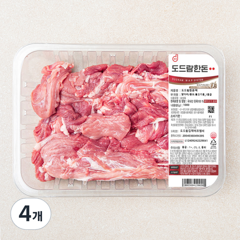 도드람한돈 앞다리팩 불고기용 (냉장), 1000g, 4개