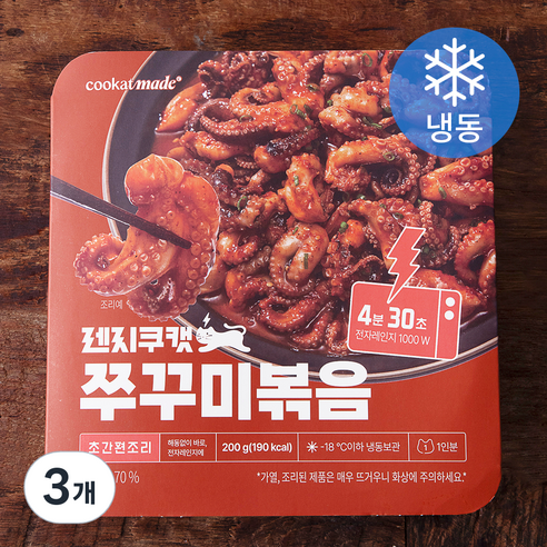 쿠캣 쭈꾸미볶음 (냉동), 200g, 3개