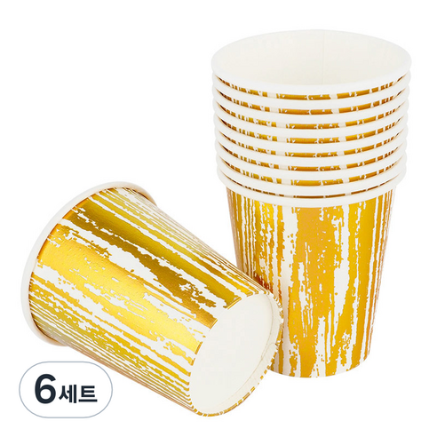 메탈릭 파티컵 빈티지 골드 240ml, 10개, 6세트
