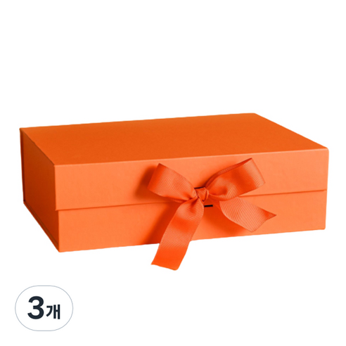 마켓감성 리본 플랩 선물상자 L, 오렌지, 3개
