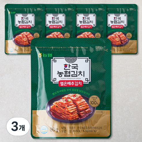 농협 한국농협김치 썰은배추김치 5개입, 400g, 3개