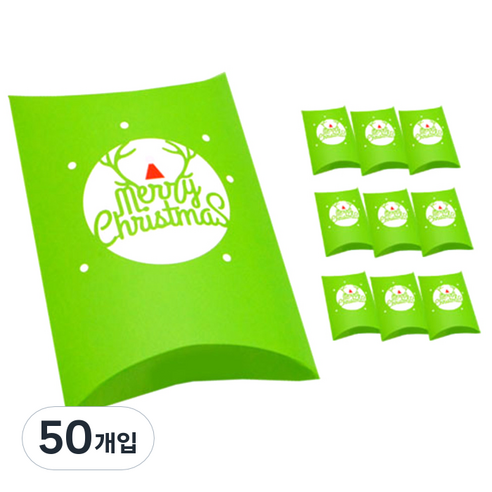 도나앤데코 크리스마스 오목상자 소, 초록배경, 50개입