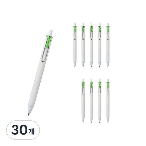 유니볼 원 중성 잉크펜 0.38mm, 라임그린, 30개