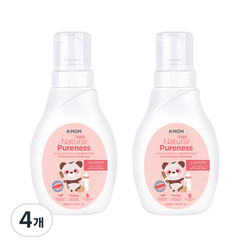 케이맘 퓨어니스 젖병세정제 거품형 용기, 500ml, 4개