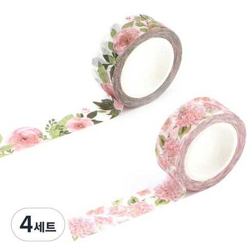 라이프포인트 내츄럴 일러스트 마스킹 테이프 07분단 세트, 07분단, 11동백나무, 4세트