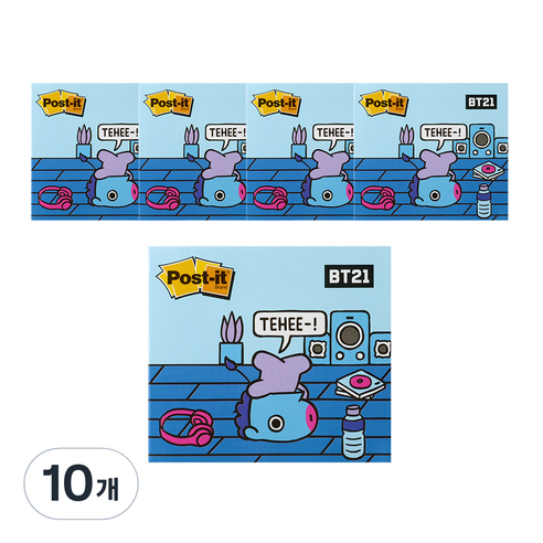 포스트잇 강한점착용 커버노트 BT21, MANG, 10개